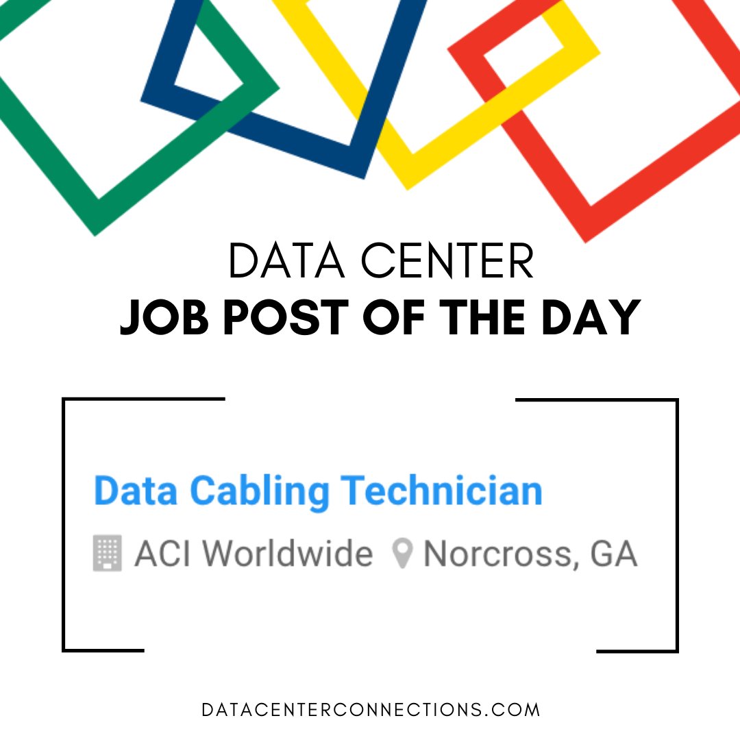 Data Center Connections on Twitter "DataCenterJob Alert 🚨 Data Cabling Technician needed in