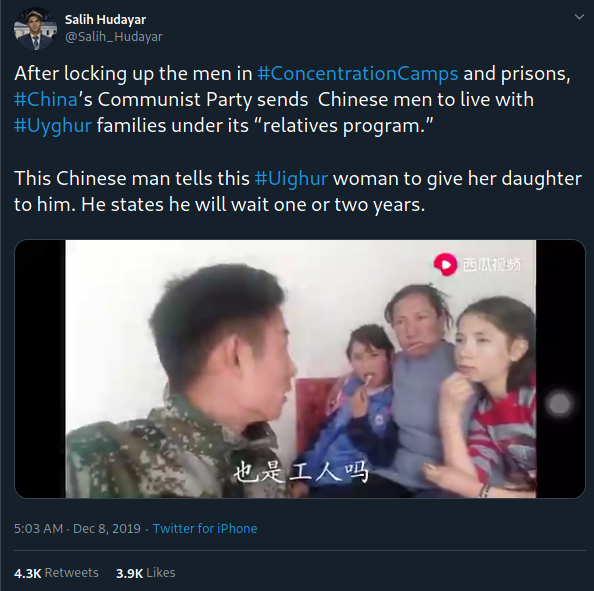 The guy in this video hasn't been "sent to live with Uyghur families" by the CCP, he's a delivery driver and vlogger in Xinjiang who posts on an app called Watermelon Video.