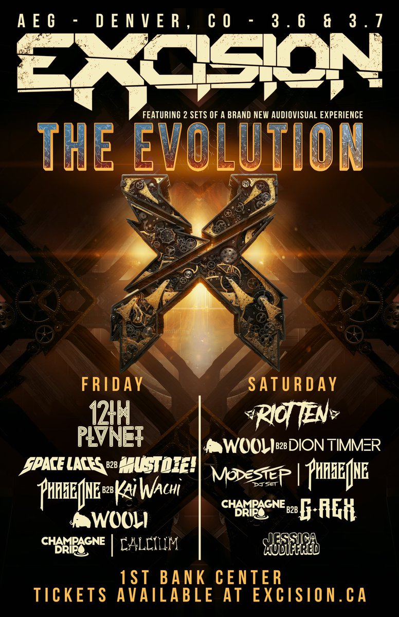 Excision's tweet photo. Coming back to Denver with a crazy stacked lineup! Get your tickets now, Headbangers!

https://t.co/bbUiAY6WGz https://t.co/uVfvrdlVv7