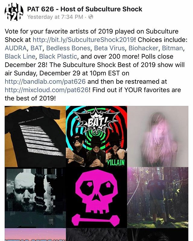BAT has been selected to participate in the Subculture Shock Best of 2019‼️
Make sure to vote at bit.ly/SubcultureShoc…
•
🦇BAT! SHOWS THIS WEEKEND🦇
Fri, Dec 13 <a href="/theviperroom/">The Viper Room</a>
Sat Dec 14 @alexsbarlbc 🎶
•
#officialbatband #batrock #batband #batmusicfo… instagram.com/p/B6BkE7IA0zA/