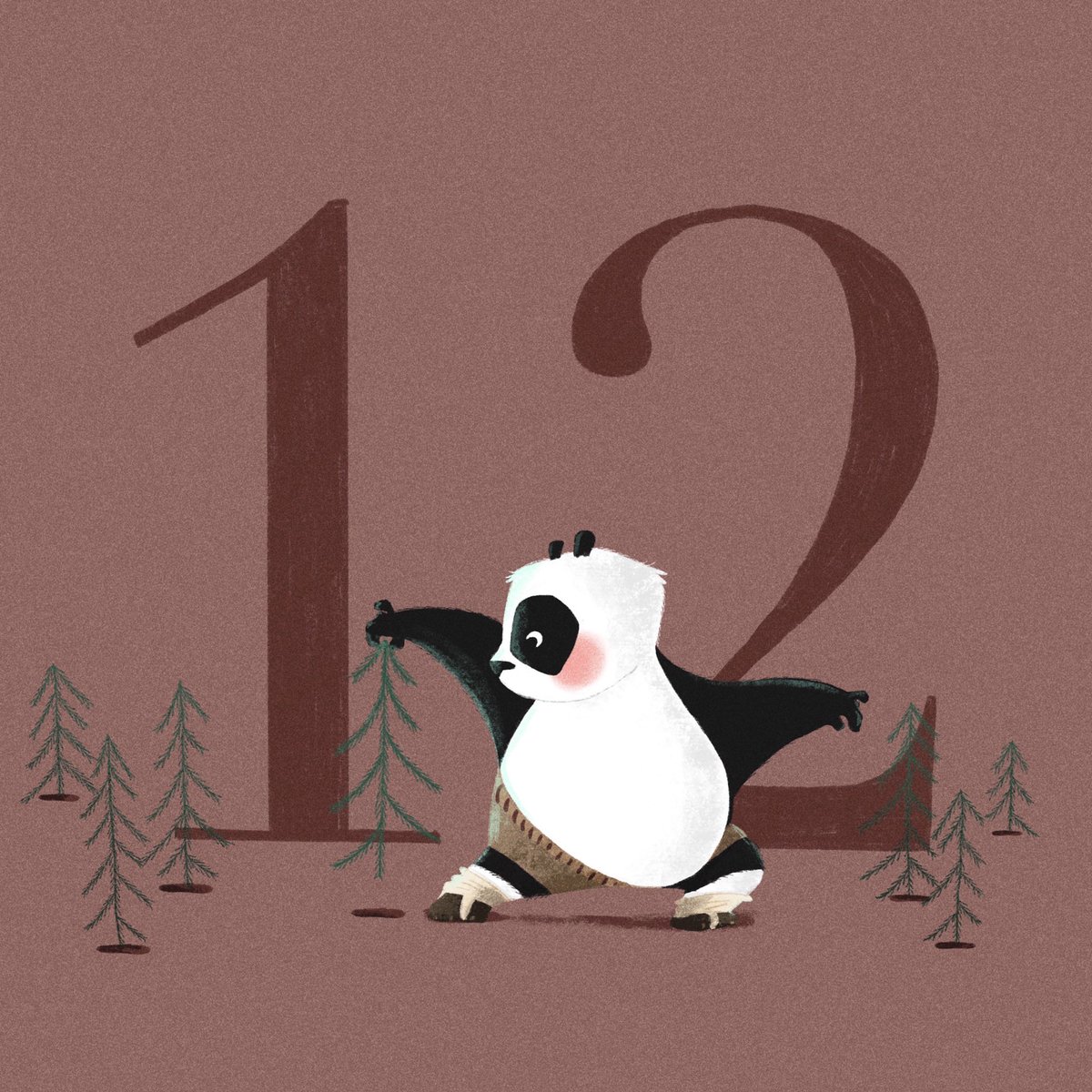 DoodleAnni's tweet photo. He plants trees 🐼 🥋 #adventskalender #adventcalendar #illustration #digitalart #procreate #kungfupanda #holidayseason #xmas #christmas #kidlitart #childrensbookillustration #characterdesign https://t.co/bt3iPWkY91