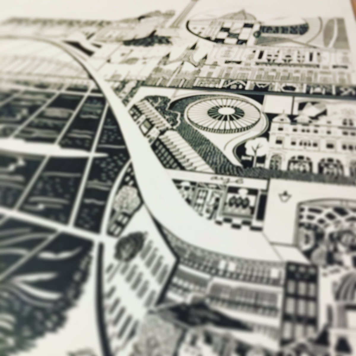 emmahardicker's tweet photo. Why aye, it’s my last week of work before I stop for Xmas yay, and very nearly completed my new Commisstion 😆🎉 of Newcastle yay! Can’t wait to show you all and print it next week 🤩 but for now here’s a blurry close up 😃 My last date for Xmas orders is 18th Dec👍  #Newcastle https://t.co/HwVfxlY0GO