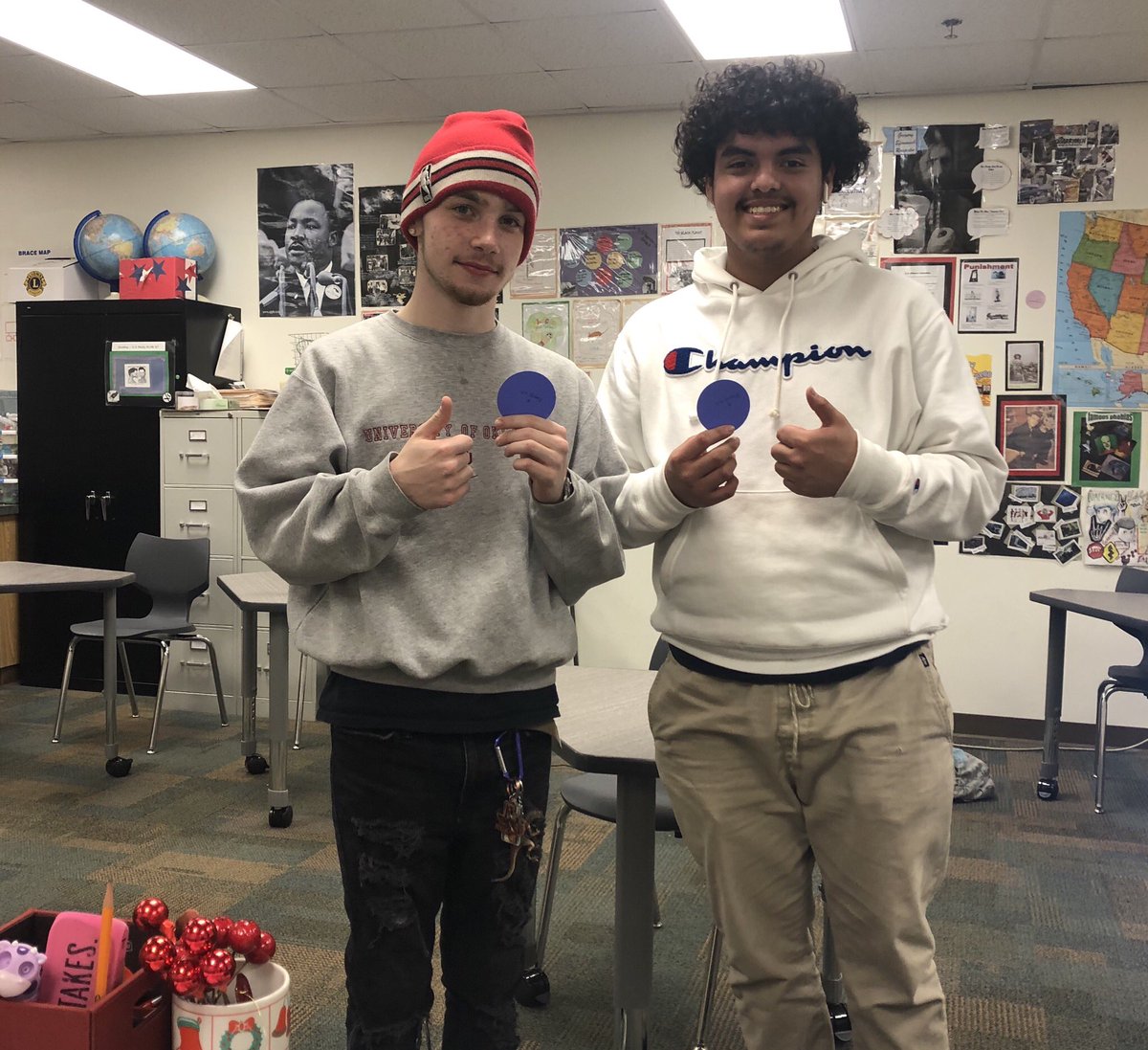 Congrats to Joey and Juan for finishing US History today!!  Proud - Way to Go Young Men!! #Bridgesbulldogs @LHopkinsGCISD