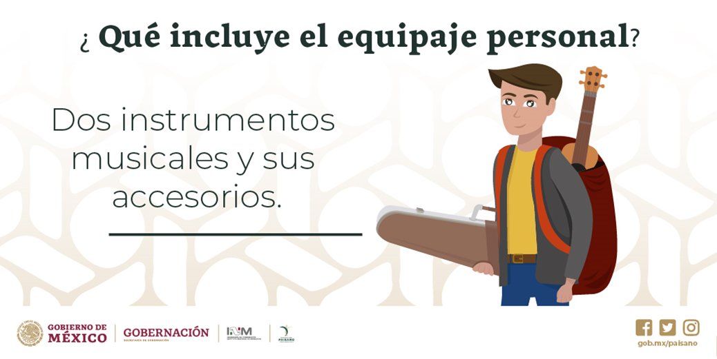 ¿Viajas con tus instrumentos musicales? 🎹🥁🎸🎤Conoce en la #GuíaPaisano, qué puedes incluir en tu #EquipajePersonal👉 gob.mx/paisano