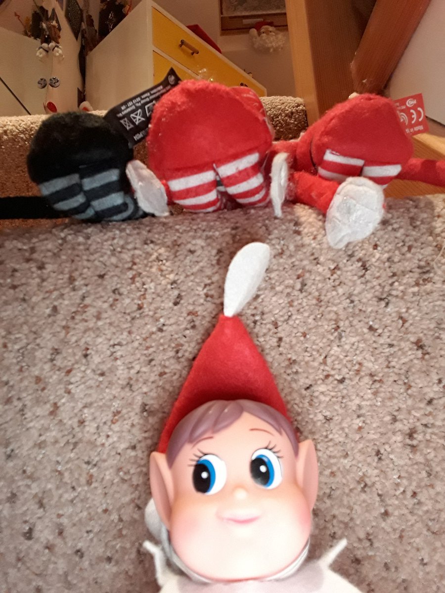 theDollarmarie's tweet photo. Elvie wanted a nice photo of the 4 of them and got this #NoElfControl @ElvesBB https://t.co/AiQECgJFET