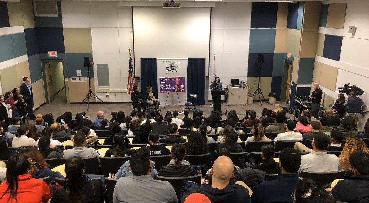 LPS_Education's tweet photo. Big thanks to Congresswomen @LoriTrahanMA and @AyannaPressley for today’s thoughtful, energized, inspiring conversation with our amazing students at Lawrence High, and to @Juana_B_Matias for an expert job guiding discussion https://t.co/8sN7EZ9z84