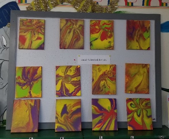 WhitewoodLib's tweet photo. As promised here are pictures of the School's After School Craft Club paint pour pictures. The paintings turned out fantastic https://t.co/xyF9mJnyyk