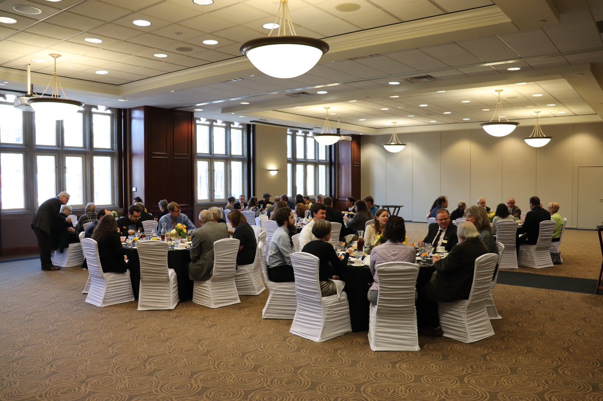 Stotler Lounge filled with attendees to congratulate Pat Metheny.