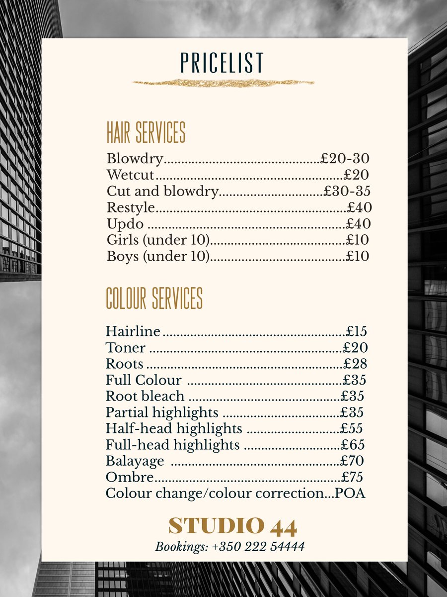 Studio_44_Club's tweet photo. Our price lists are now out.  Check them out here.  Treat yourself... or treat the special people in your life with a Studio 44 voucher for Xmas! https://t.co/V3wvlzUQqQ
