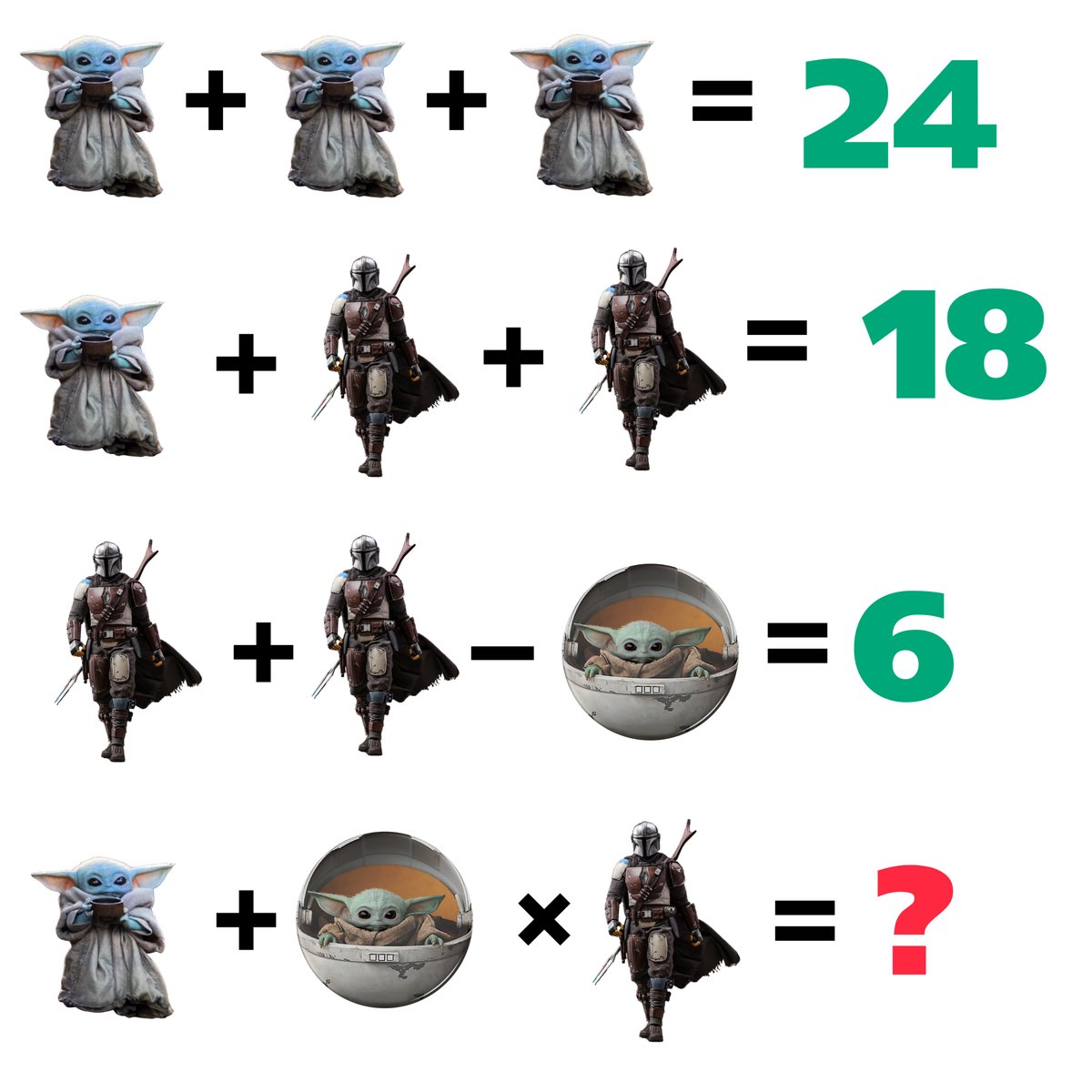 Mashup Math on Twitter: "Solve these #BabyYoda math puzzles can ...