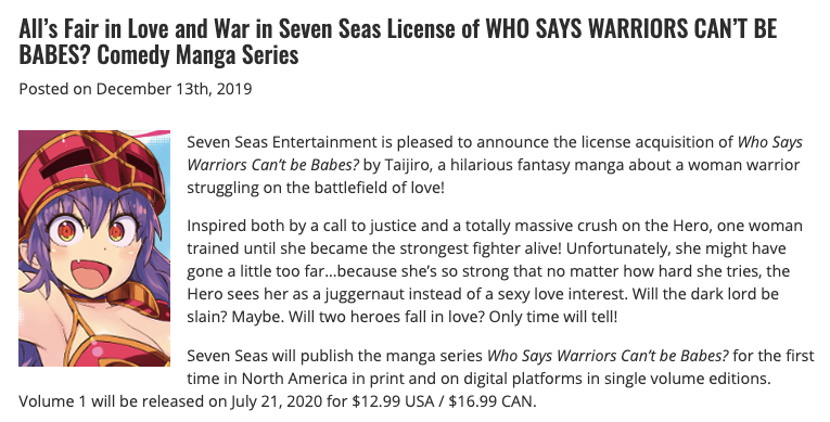 Seven Seas on Twitter: "Brand-new license announcement! WHO SAYS