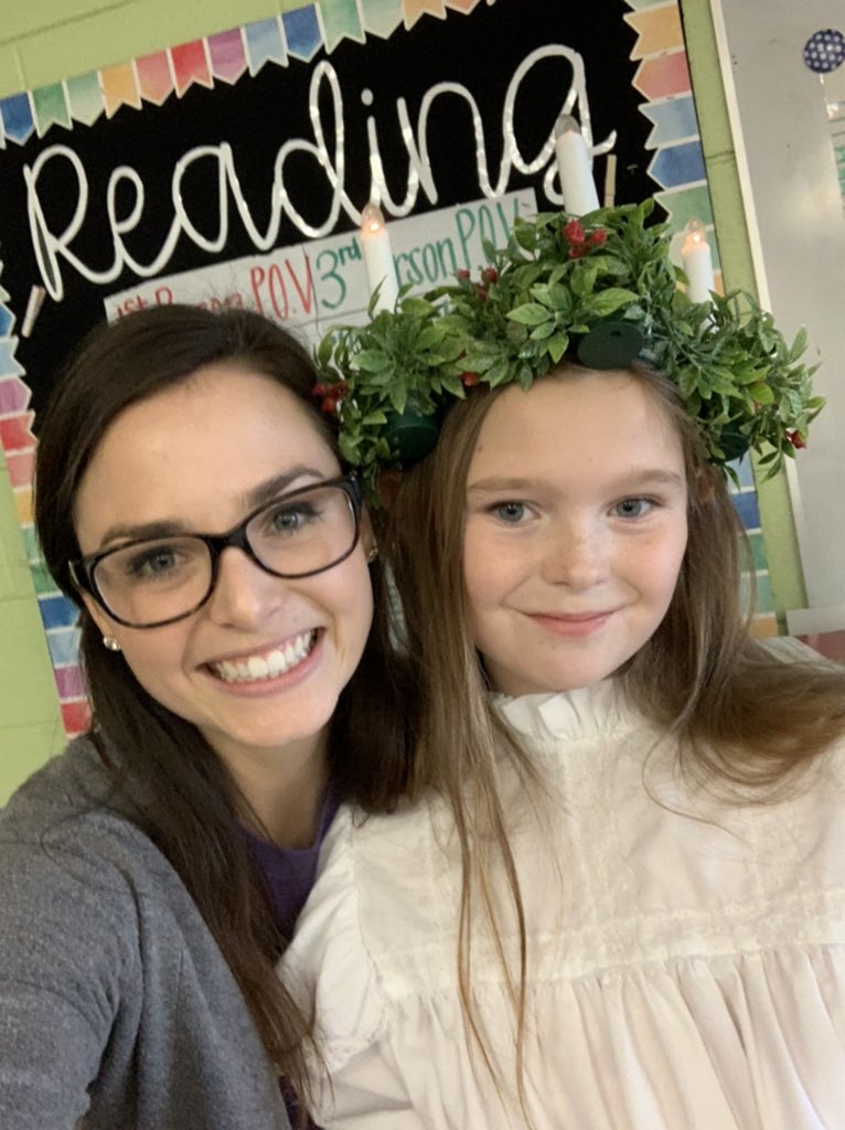 mrsmansfield4's tweet photo. My student from Sweden and her mom shared about St. Lucia’s Day! We got to try Swedish food and drink, and make traditional Swedish holiday decorations. https://t.co/NCuLlQbJpv