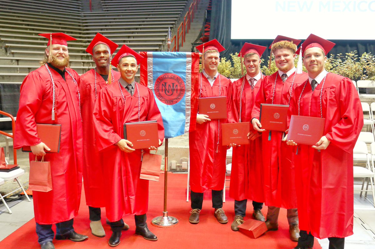 UNMLoboFB's tweet photo. Props to our graduates that walked today in our graduation ceremonies!  This is what we do and we have more coming in the Spring! #GoLobos https://t.co/Q2jsGsyDIY