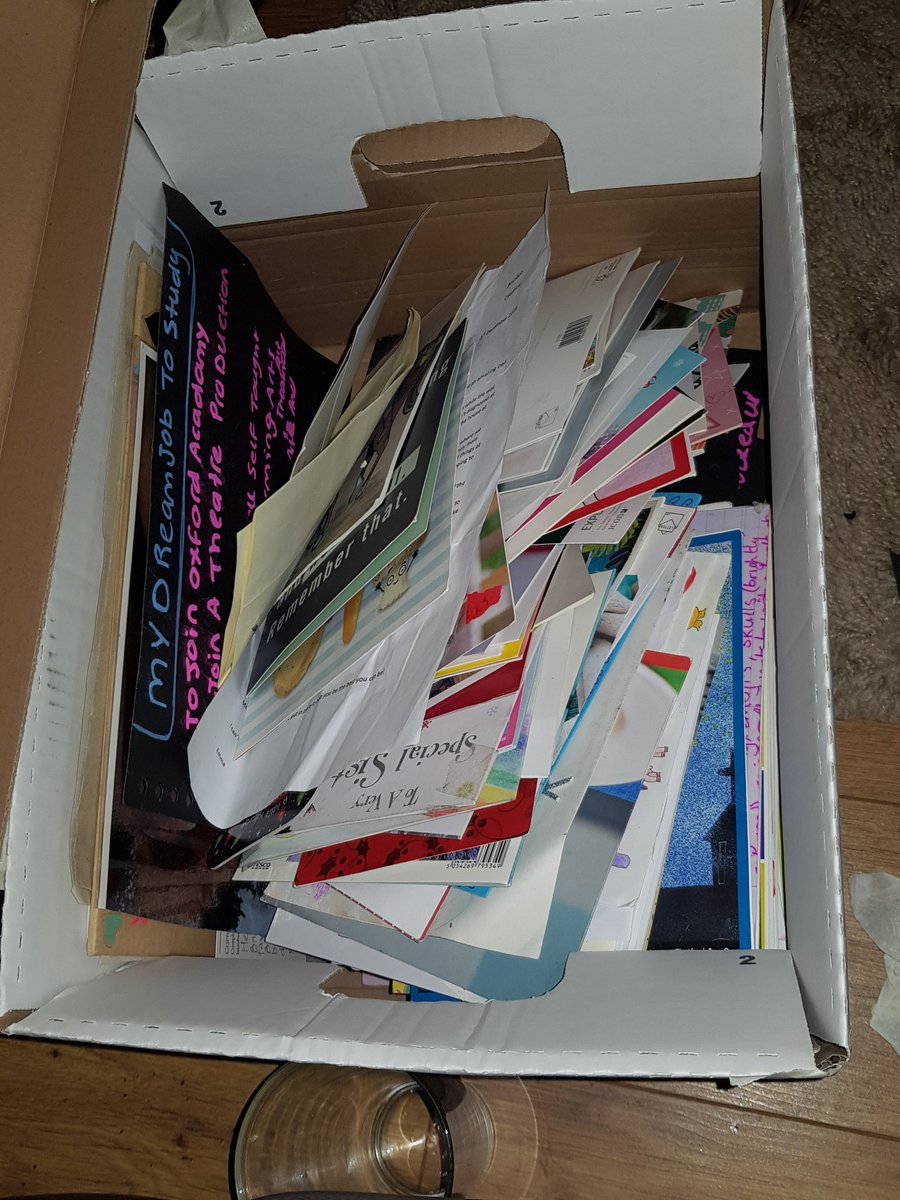 JeremyH09406697's tweet photo. Over the last couple of days Ive bought home box after box of Beths belongings.

Just opened one thats made my eyes tear up..

Every single card you have ever sent her..every note, every joke &amp; each and every kind word

Some stuck to the pages of a scrap book

100s of treasures https://t.co/SByWLjatp2