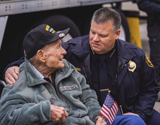 Love this photo! We had the honor of attending the <a href="/WreathsAcross/">Wreaths Across America</a> ceremony at PNC Park. <a href="/Pirates/">Pittsburgh Pirates</a> photographer Andrew Stein captured this shot while a WWII airman told me a couple stories about nighttime flights over GermanyI Blessed to meet a hero! America’s Greatest Generation!