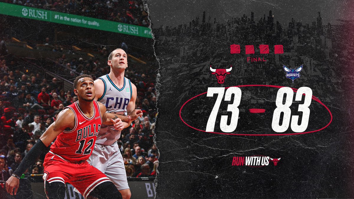 chicagobulls's tweet photo. Not our night.

LaVine: 12pts/8reb/2ast/1stl
Arcidiacono: 12pts/3reb/1ast/1stl
Young: 10pts/5reb/1ast/1stl
Markkanen: 10pts/3reb/1ast/1stl https://t.co/RjRtPoIlPc