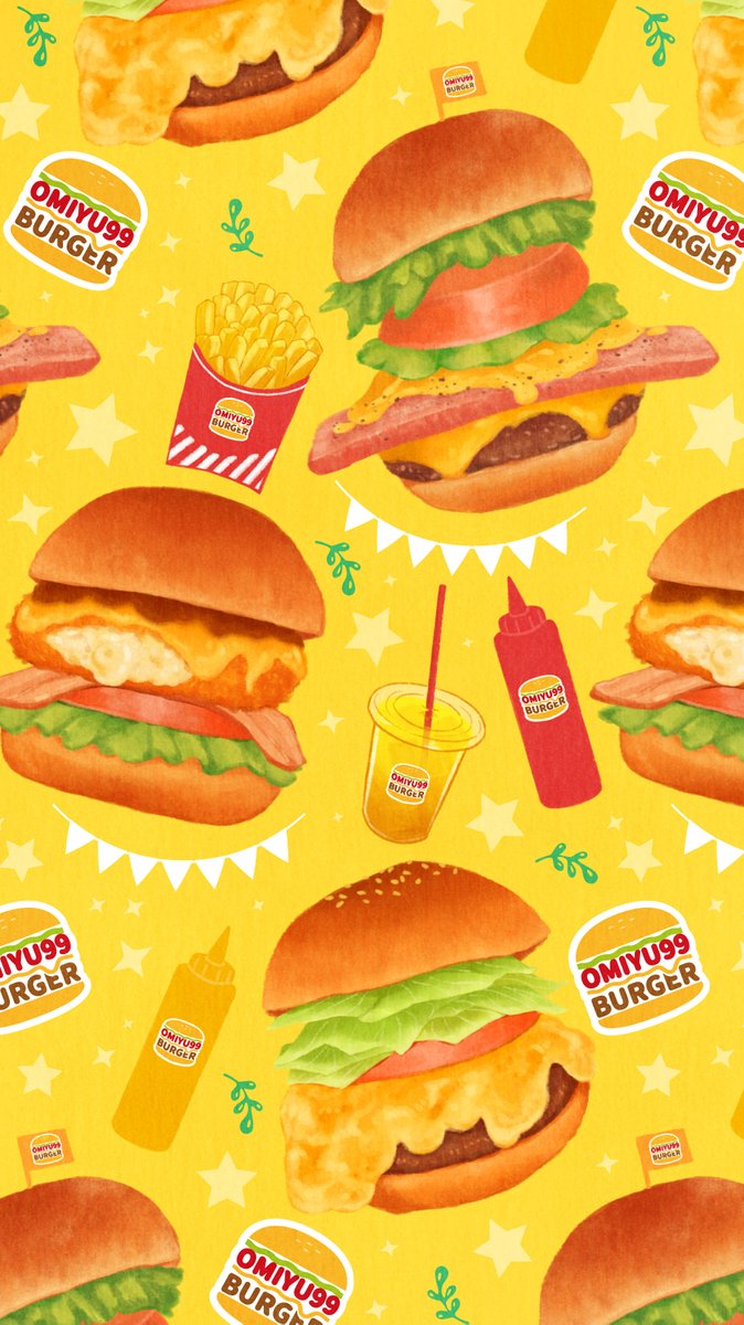 ハンバーガーな壁紙🍔🍟
#イラスト #illust #ハンバーガー #BLT #グラコロ #hamburger #ComboMeal #壁紙 #ポテト 
ハンバーガーは描くのも食べるのも大好き！