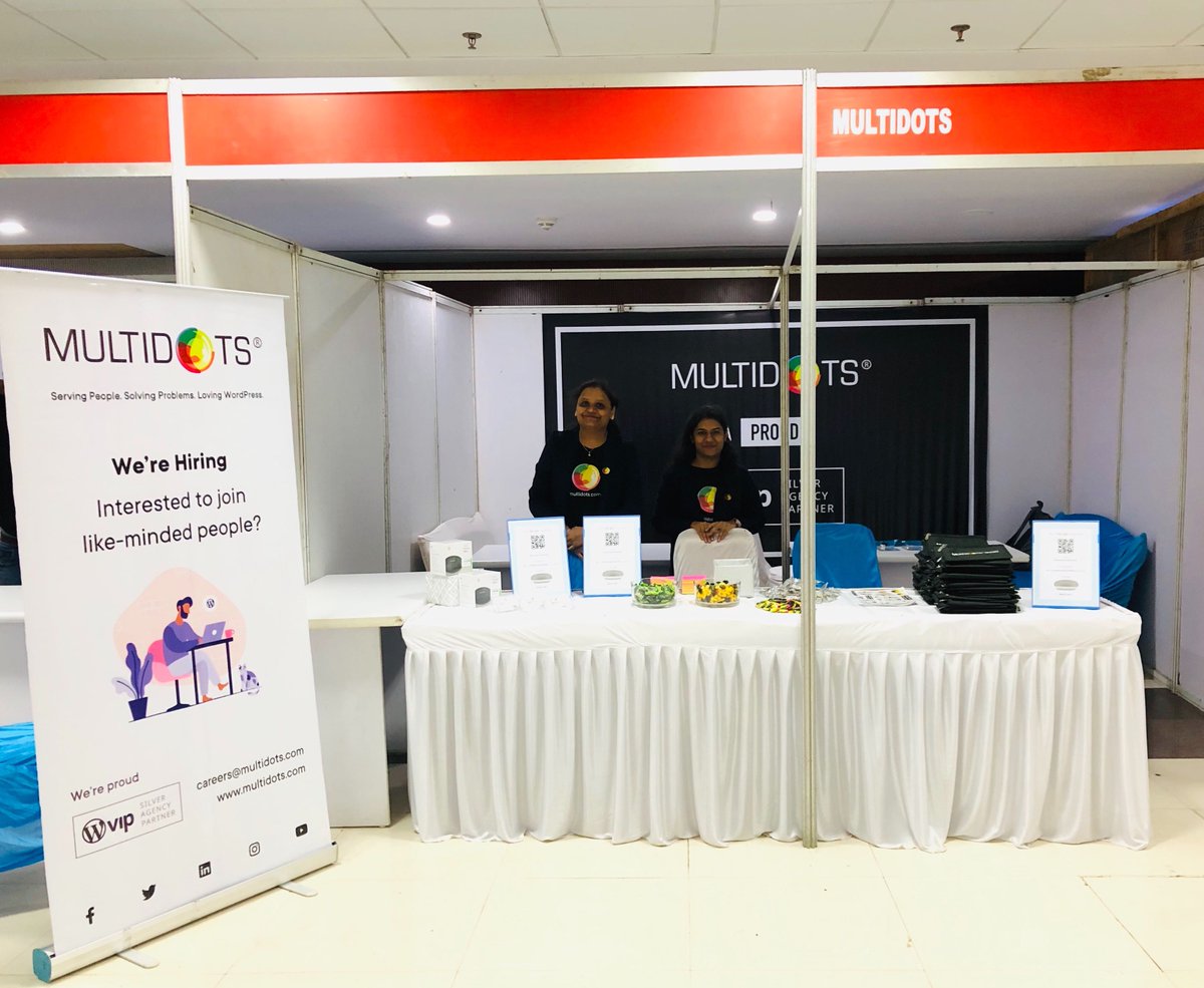 multidots's tweet photo. Happy Morning, WordCampers! All set for the day. Don’t miss to visit our booth if you are at @WCAhmedabad  and say Hi by grabbing some exciting goodies. Multidots team is eager to welcome you at our booth.

#WCAhmedabad #WordCamp #WordPress https://t.co/tev79TGeLZ