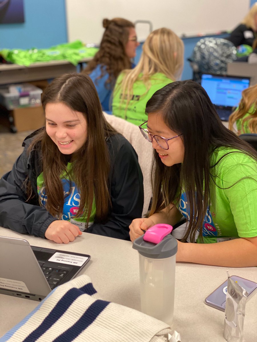 STEMKC's tweet photo. Great day @Garmin today with HS girls from @theSMSD having fun with @hourofcode Dance Party coding, touring Garmin and connecting with Garmin associates. #girlsintechkc #csedweekkc https://t.co/QVVRupwMWn