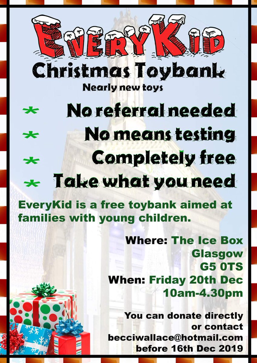 My partner has decided to deal with the disappointment of the election by setting up a Christmas Toy Bank for families of young children. Any help in publicising it is welcome also. Looking at you 'MSM' 😉

Please Retweet. Thank you x