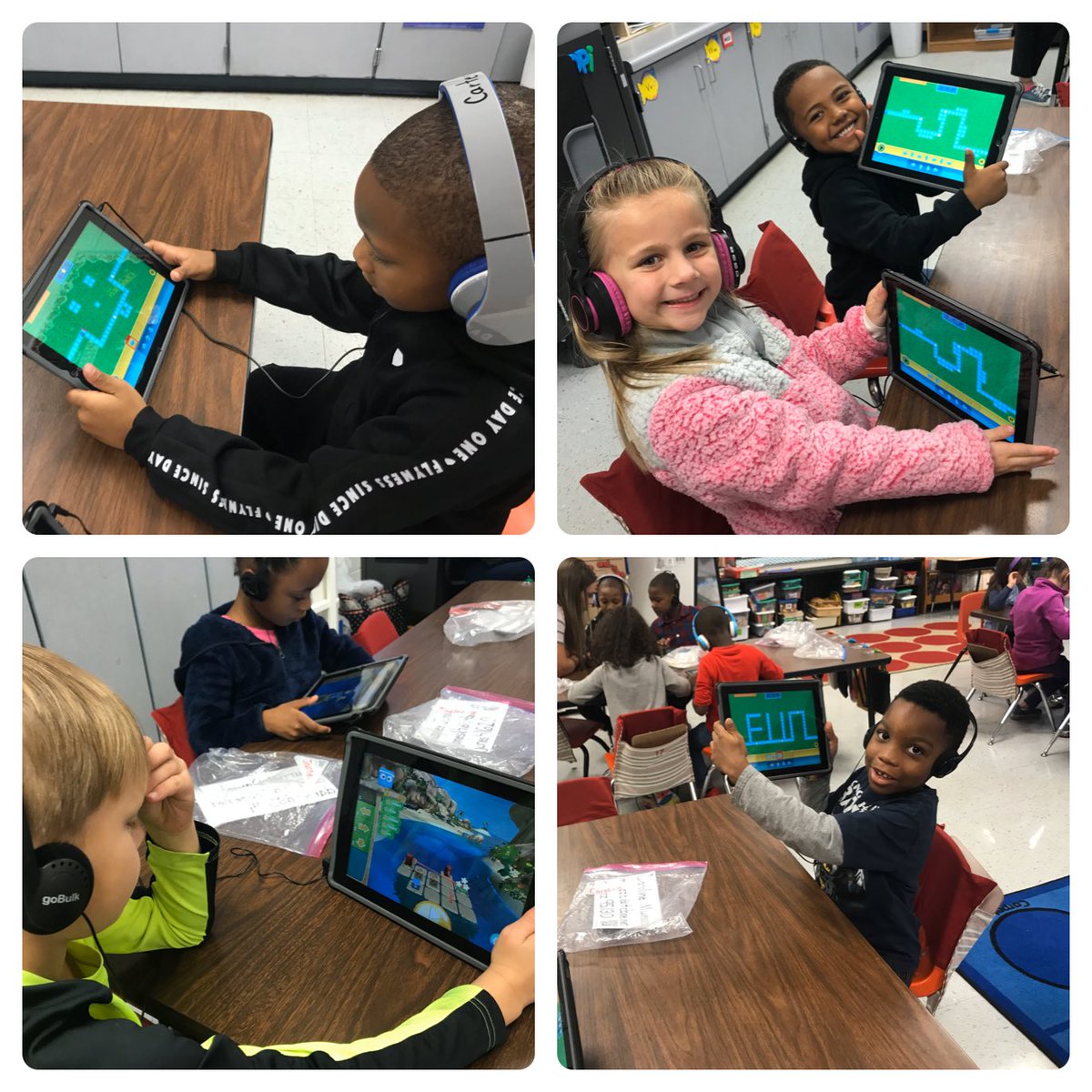 kellie_tinnell's tweet photo. Don’t think Kindergarteners can’t code! #kodablehourofcode and #BoxIslandhourofcode were hits for coding! #HourofCode2019 #DLPCoaching #CESTigercubs @cburgelem @TcboeE https://t.co/IFeQrqgOuf