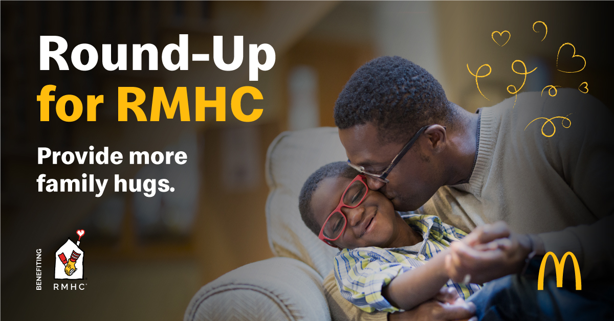 This holiday season, support families with ill or injured children when you Round-Up for RMHC
at participating <a href="/McDonalds/">McDonald's</a> restaurants in the U.S. #KeepingFamiliesClose