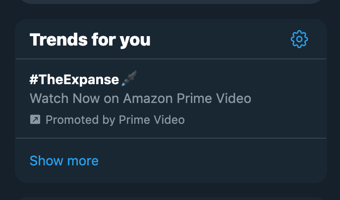 Trends for you: #TheExpanse (and only the expanse)