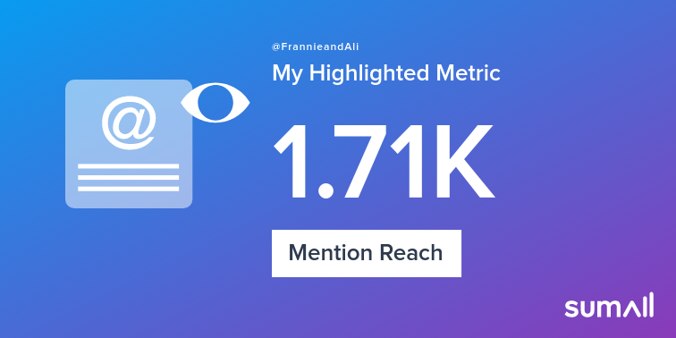 FrannieandAli's tweet photo. My week on Twitter 🎉: 2 Mentions, 1.71K Mention Reach. See yours with https://t.co/bVAIgaPVgX https://t.co/uUeq7S4zKb