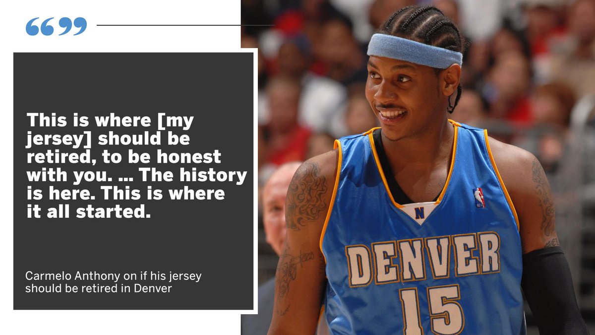 SportsCenter's tweet photo. Carmelo's thought about having his jersey retired with the Nuggets. https://t.co/HcatEL9eBe
