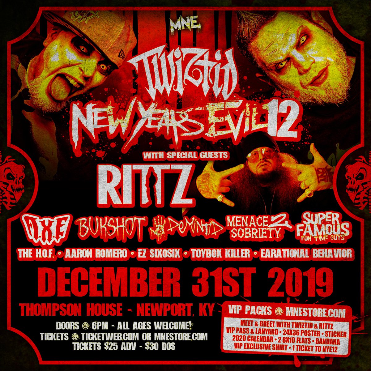majikninjaent's tweet photo. Get ready to bring in 2020, Underground style!!!
#NewYearsEvil12 is happening
at #thompsonhouse in Newport, KY!!!
VIPS & Tickles @twiztidshop (https://t.co/WeqdfBKfMM)
#majikninjaentertainment #mne2019 #livemusic #rap #underground #rittz https://t.co/aKRknTYb3j