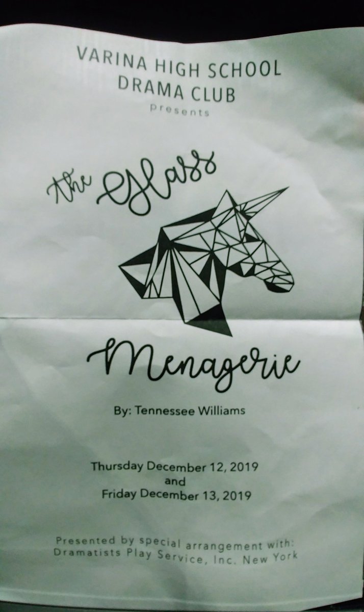 Four fantastic Varina drama students, the backstage crew of students, and their directors did an awesome job of bringing the play, The Glass Menagerie to life! @jyambio and I thoroughly enjoyed tonight's performance! #THISisVarina, @ClaireMchewitt, @VHS_BlueDevils