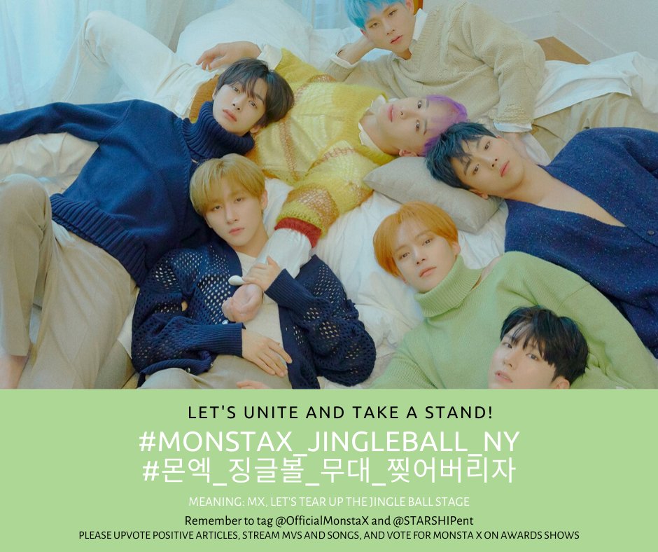 20191214 12am KST onwards78th Hashtags @OfficialMonstaX  @STARSHIPent  #MONSTAX_JINGLEBALL_NY #몬엑_징글볼_무대_찢어버리자