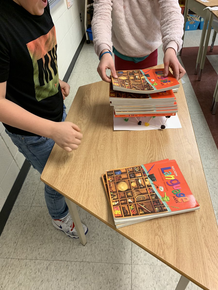 We tested the strength of our toothpick and Ju-Jube structures today. The collaboration and teamwork demonstrated by each group was amazing! One group’s structure supported 29 textbooks!!