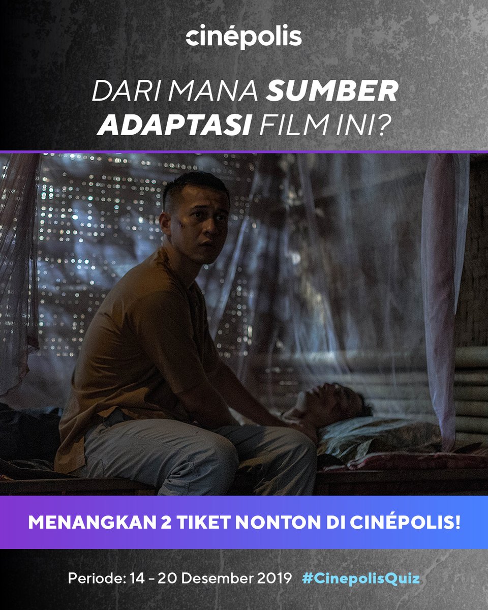 Mau dapat TIKET GRATIS dari Cinépolis? Follow Twitter kita, retweet post ini, jawab pertanyaannya di comment, dan mention 3 teman kamu!

2 pemenang beruntung akan mendapatkan masing-masing 1 TIKET NONTON GRATIS, berlaku untuk semua film. Yuk ikutan!

#CinepolisQuiz