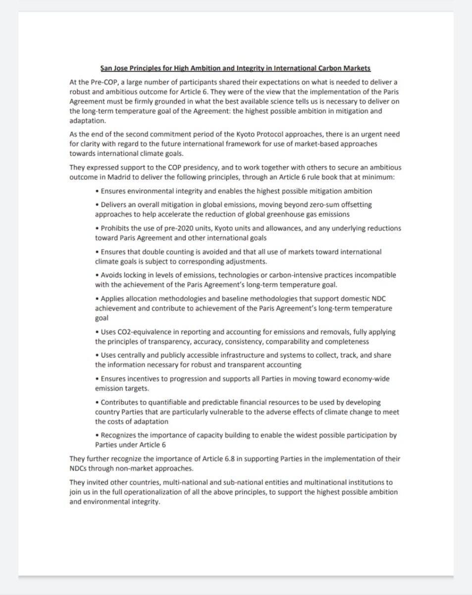 Today we are launching the San Jose Principles for High Ambition and Integrity in International Carbon Markets in #COP25 Join the #SanJosePrinciples for fair and robust carbon markets! #TimeforAction cambioclimatico.go.cr/press-release-…