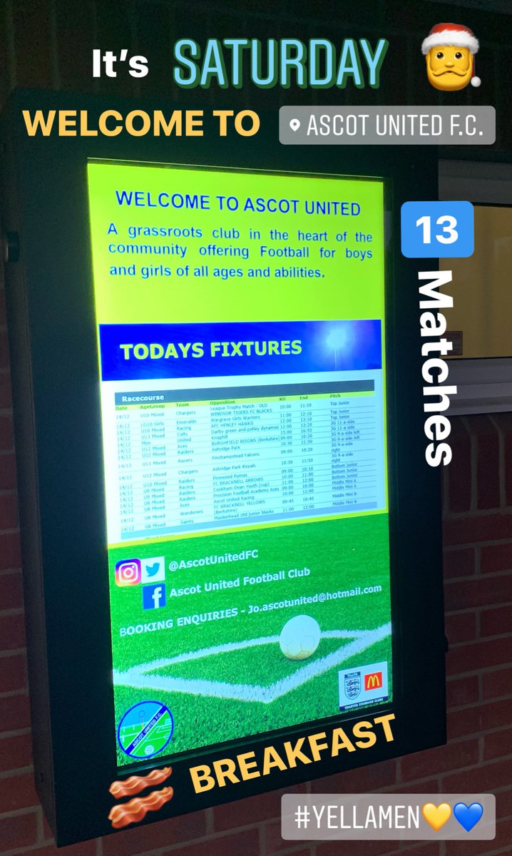 AscotUnitedFC's tweet photo. Another packed morning in store 
⚽️ ☕️ 🍔 🍟 🥓 💛💙 https://t.co/SONsOrdKeb
