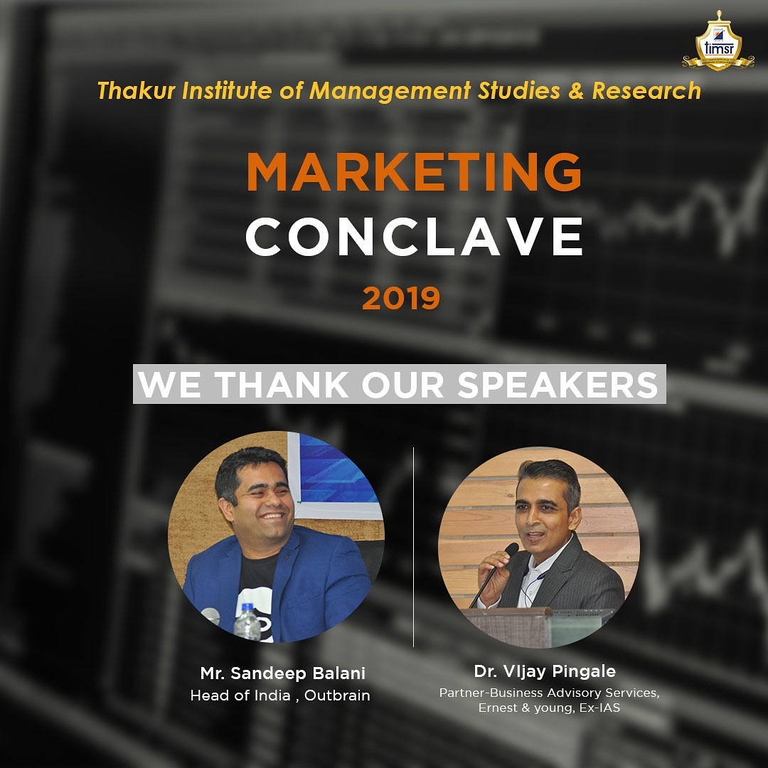 We are grateful to out eminent speakers Dr Vijay Pingale (Partner- Business Advisory Services, #ErnestnYoung, Ex-IAS) and Mr. Sandeep Balani (Head of India, #Outbrain) for sharing their words of wisdom on 'Customer centricity: Past Present Future' at the #MarketingConclave.