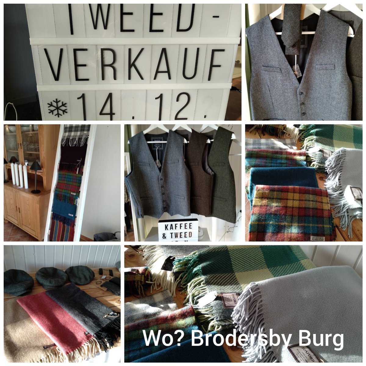 Brodersby's tweet photo. Irischer Tweed und Schönes aus Lammwolle.

Weihnachtsverkauf in Brodersby an der #Schlei .

HEUTE, 14. Dez. ab 11 Uhr. 
Schwanenhof, Strandweg 2 https://t.co/yVvJtoFiNc