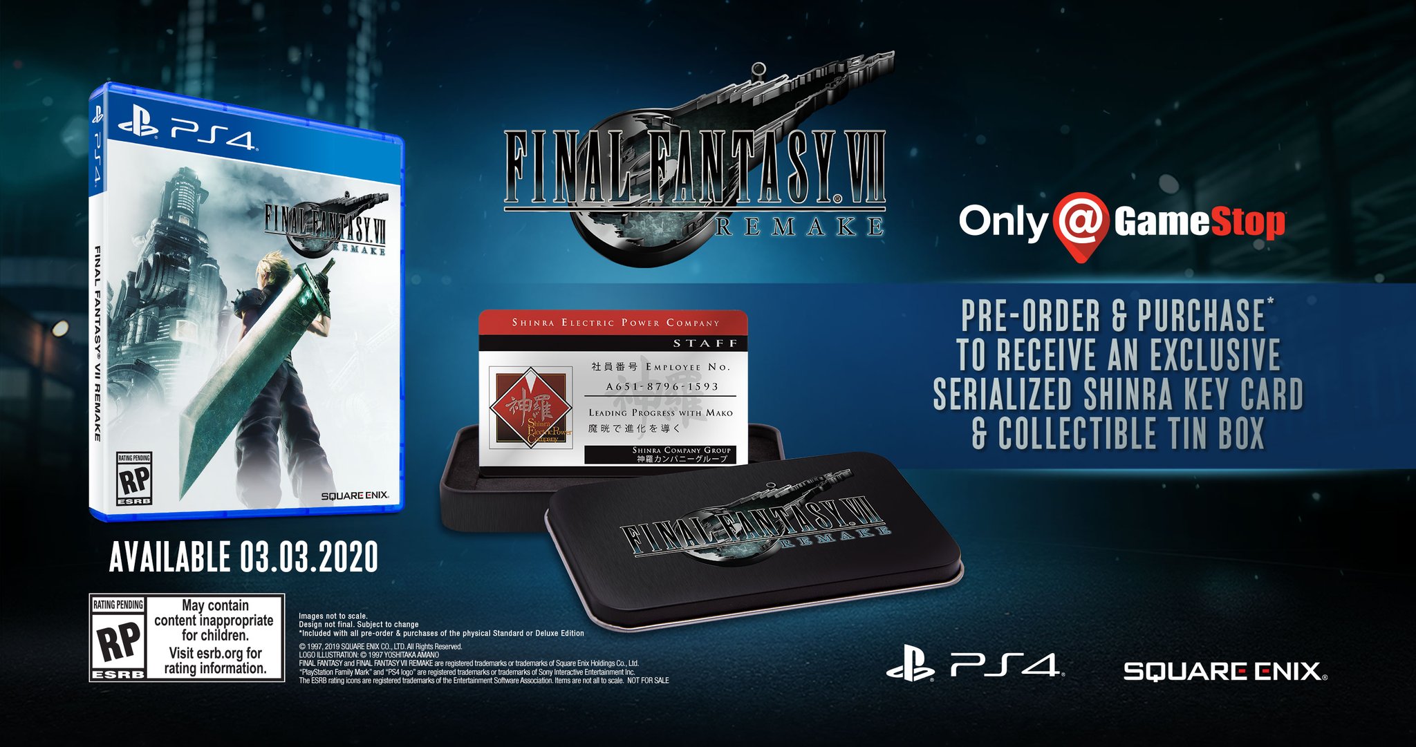 Gamestop Pre Order Purchase Final Fantasy Vii Remake For A Serialized Shinra Key Card And Collectible Tin Box T Co Pd05i78dfz Gameawards T Co Rypnxlslh6