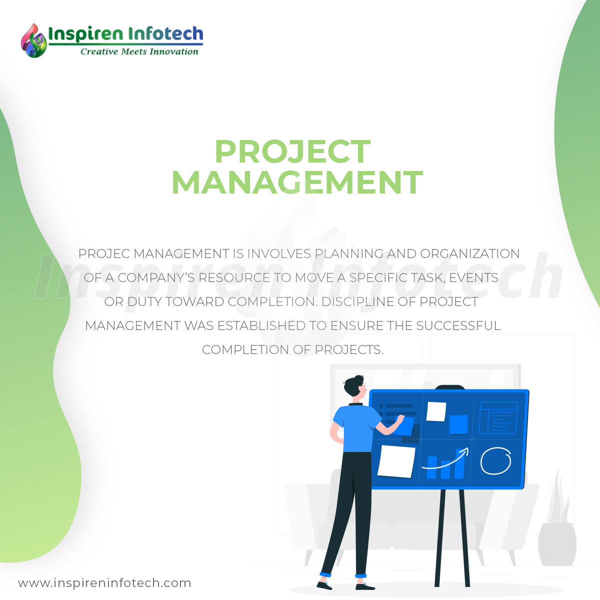 Project Management By INSPIREN INFOTECH

Project management is involves planning and organization of a company resource to move a specific task, event....

linkedin.com/feed/update/ur…

Visit us :- inspireninfotech.com

#ceo #technology #programmer #coding #itcompany #organization