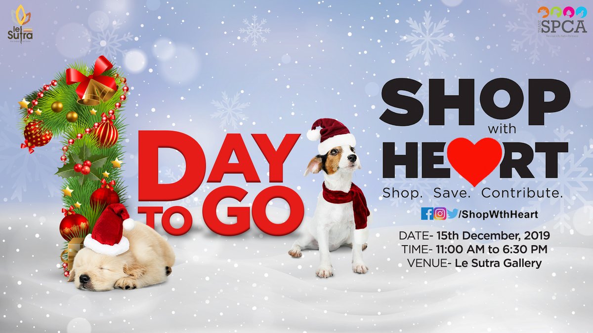 ShopWthHeart's tweet photo. Can't Keep Calm! The grand annual charitable fashion sale - #ShopWithHeart happens TOMORROW!
Be a part of the event on the 15th of Dec at the @LeSutraHotel. 
All proceeds go to @THANESPCA
#ShopWithHeart2019 #BringYourOwnBag #AnimalLovers #Pets #Petstagram https://t.co/EZ09HD2mId