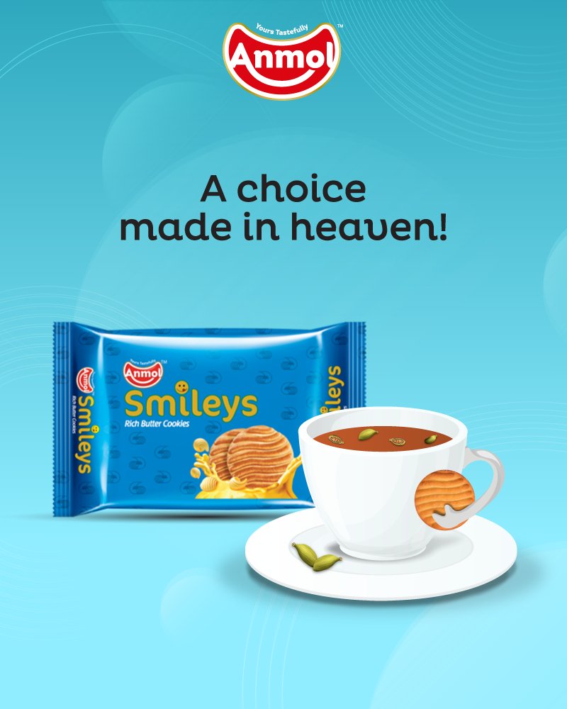 anmol_indust's tweet photo. Anmol Smiley’s is the ideal choice to pair your hot cup of tea with! Try it for yourself and relish this heavenly combination!
#ButterBake #TeaWeek #TeaLover #TeaAndBiscuit #Anmol #YoursTasteFully https://t.co/R5tsk3K3Fu