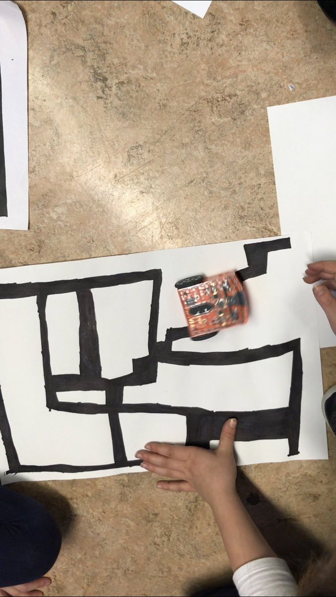 sinclair_kyra's tweet photo. When your intention for the lesson is Ss can code a pre-made shape and they come to you with this... well well... looks like you have a handle on this! #exploration #creation #coding #edisonrobots they know more than me, and I love it! #learningalongside #UNBCed https://t.co/2A47w0pmEy
