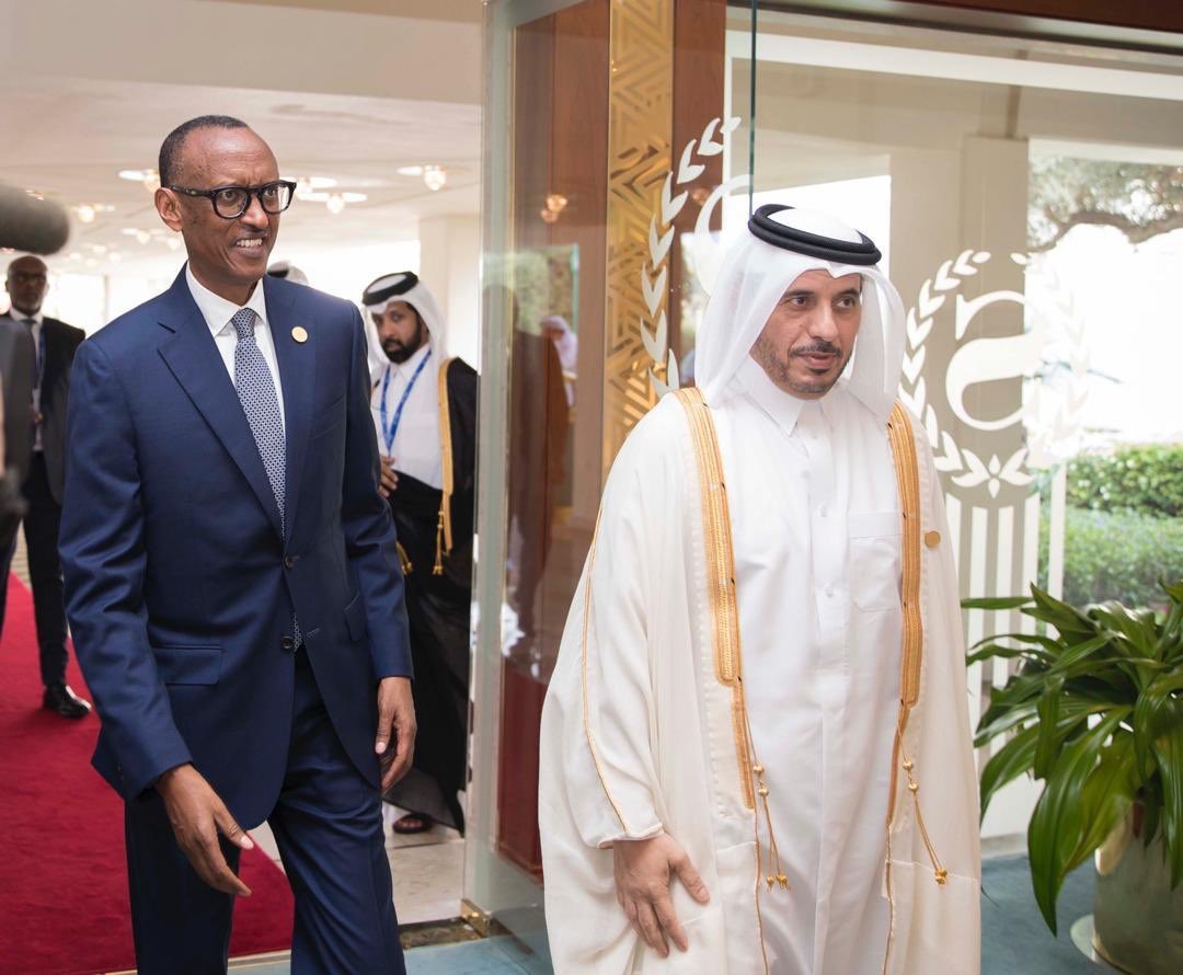 UrugwiroVillage's tweet photo. This morning, President Kagame joins His Highness @TamimBinHamad and dignitaries from across the globe for the Opening Session of the 19th edition of the #DohaForum. Follow the event live: https://t.co/Vb5zEGtHey https://t.co/4wxGssacmH