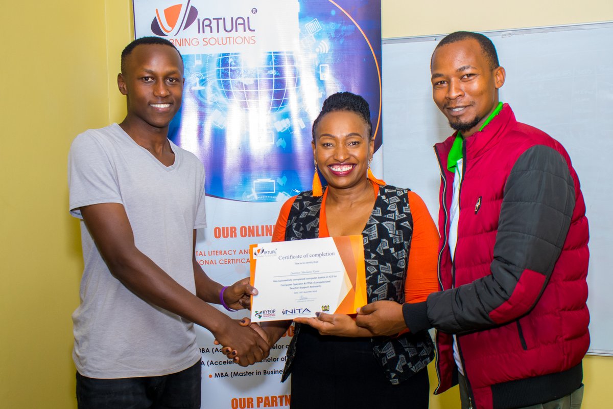 VLSKenya's tweet photo. Congratulations KYEOP cycle 3 trainees on your graduation @KYEOP_Kenya @nita_kenya @wanguingethe @Agility @KartridgesL Now put your IT skills to work. https://t.co/3iF5Iyelck