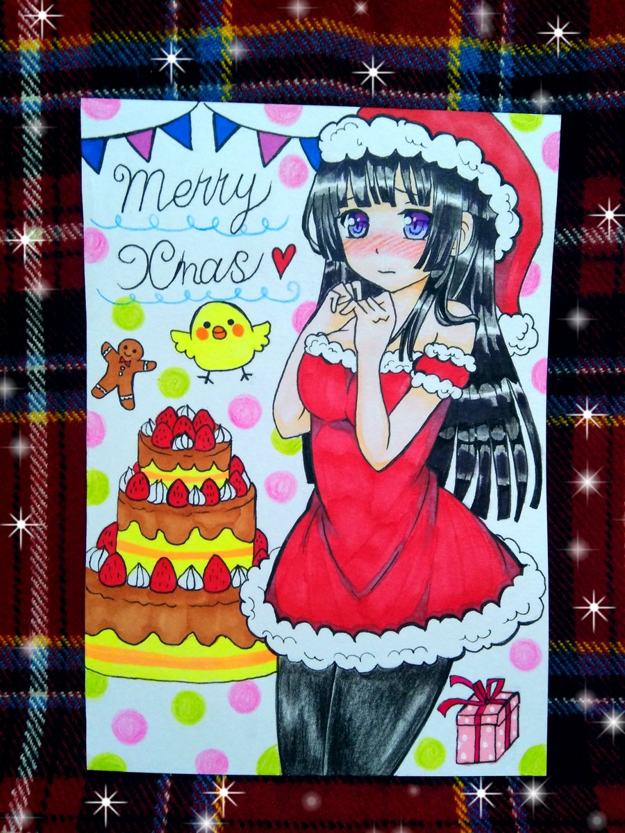 Himeno Pe Twitter クリスマス用にロゼリアの白金燐子ちゃんにサンタコスさせたイラストを描いてみました クリスマスカード クリスマス 手描きイラスト 手描き 白金燐子 Roselia アニメオタク サンタコス 黒髪ロング 手作りカード かわいいものが好き