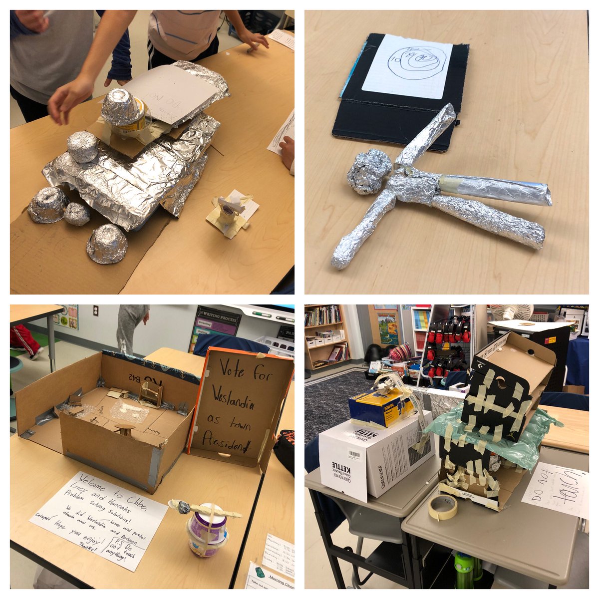 FRR_4H's tweet photo. The CCS 4th Grade had our Day of Build for the #CardboardChallenge! Our #creative #inventors designed & planned all week, & today our #ideas came to life! 4H showed #innovation, #creativity, #problemsolving, #teamwork, #flexibility, & #perseverance! Way to go!!! 👍🏼 https://t.co/MnfqV7Lqan