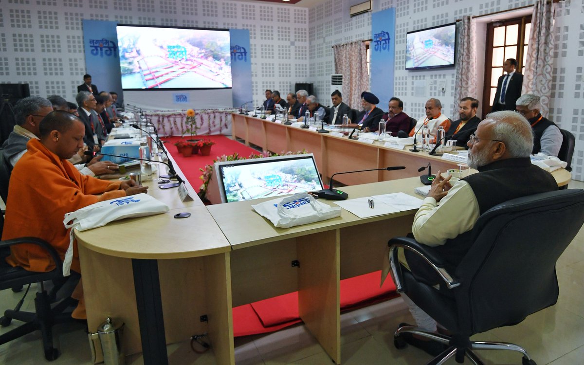 BJPLive's tweet photo. PM Shri @narendramodi attends Ganga Council Meeting in Kanpur, Uttar Pradesh. https://t.co/YiXDWfXUfv
