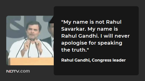 ndtv's tweet photo. "I am not Rahul Savarkar": Rahul Gandhi at party's 'Bharat Bachao' rally in Delhi. 

Track updates here: https://t.co/LHtuTX9x8W https://t.co/kO6jbO9uSJ
