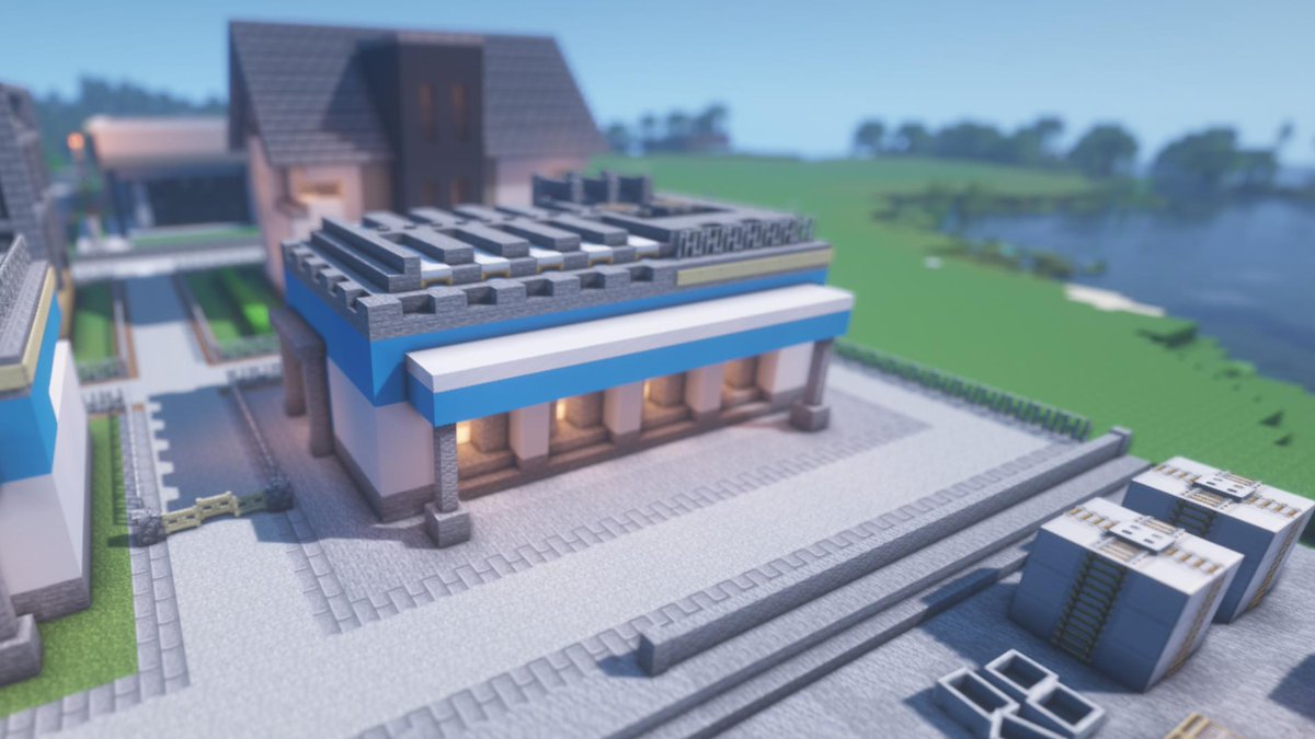 くつろぎ マイクラ好き モダンな倉庫を作ってみた ちょっと屋根を工場風な感じにしてみました T Co Qp76hxu8nx Minecraft Minecraft建築コミュ マインクラフト